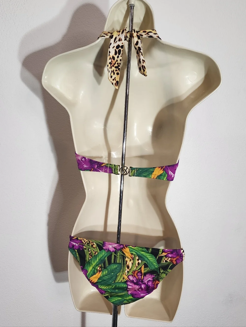 Victoria's Secret Bikini Bombshell Tropical Leaf & Leaopard Green Size 34B - Picture 8 of 15